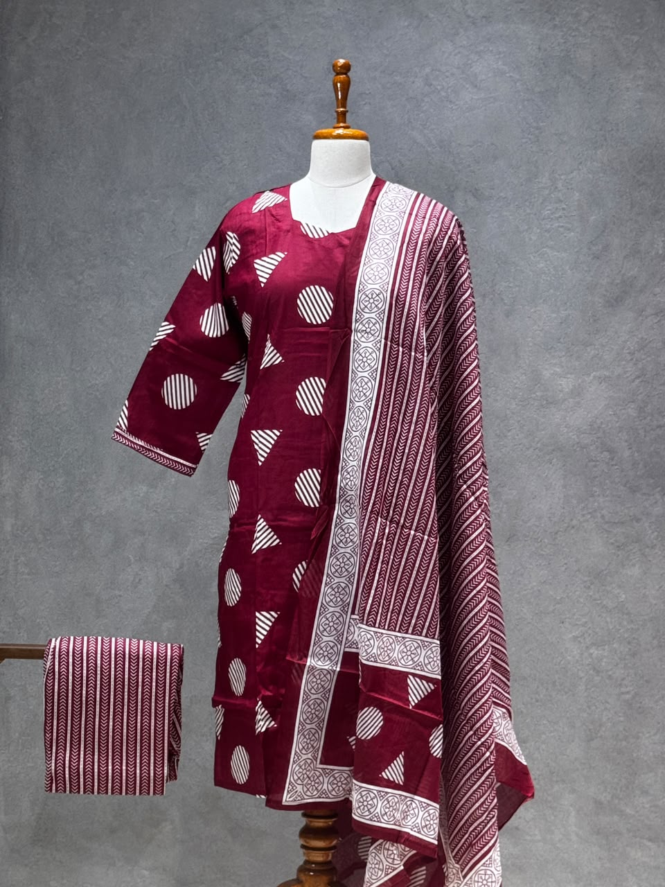 BURGUNDY GEOMETRIC GRACE SALWAR SET