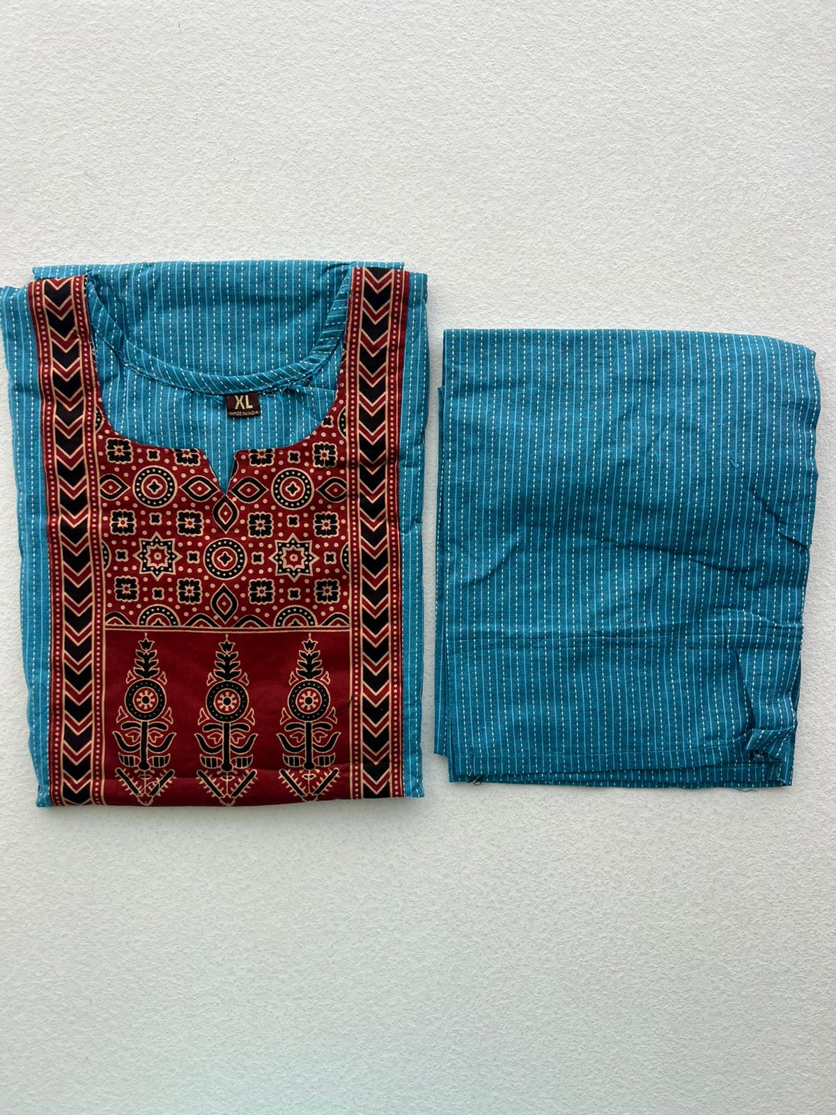 KANTHA KURTHI SET (BLUE KANTHA)