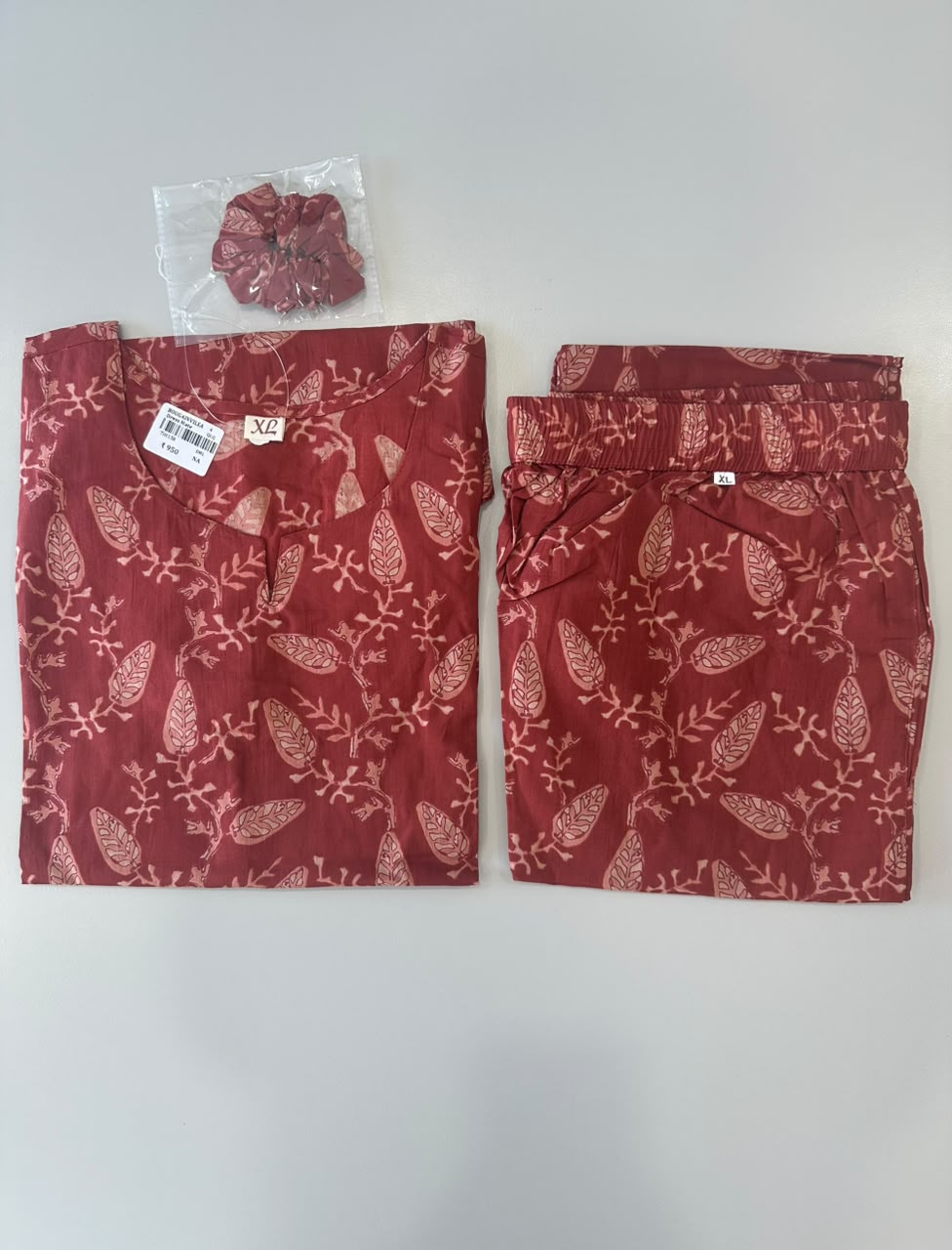RUST ORANGE LEAF PRINT CO-ORD SET