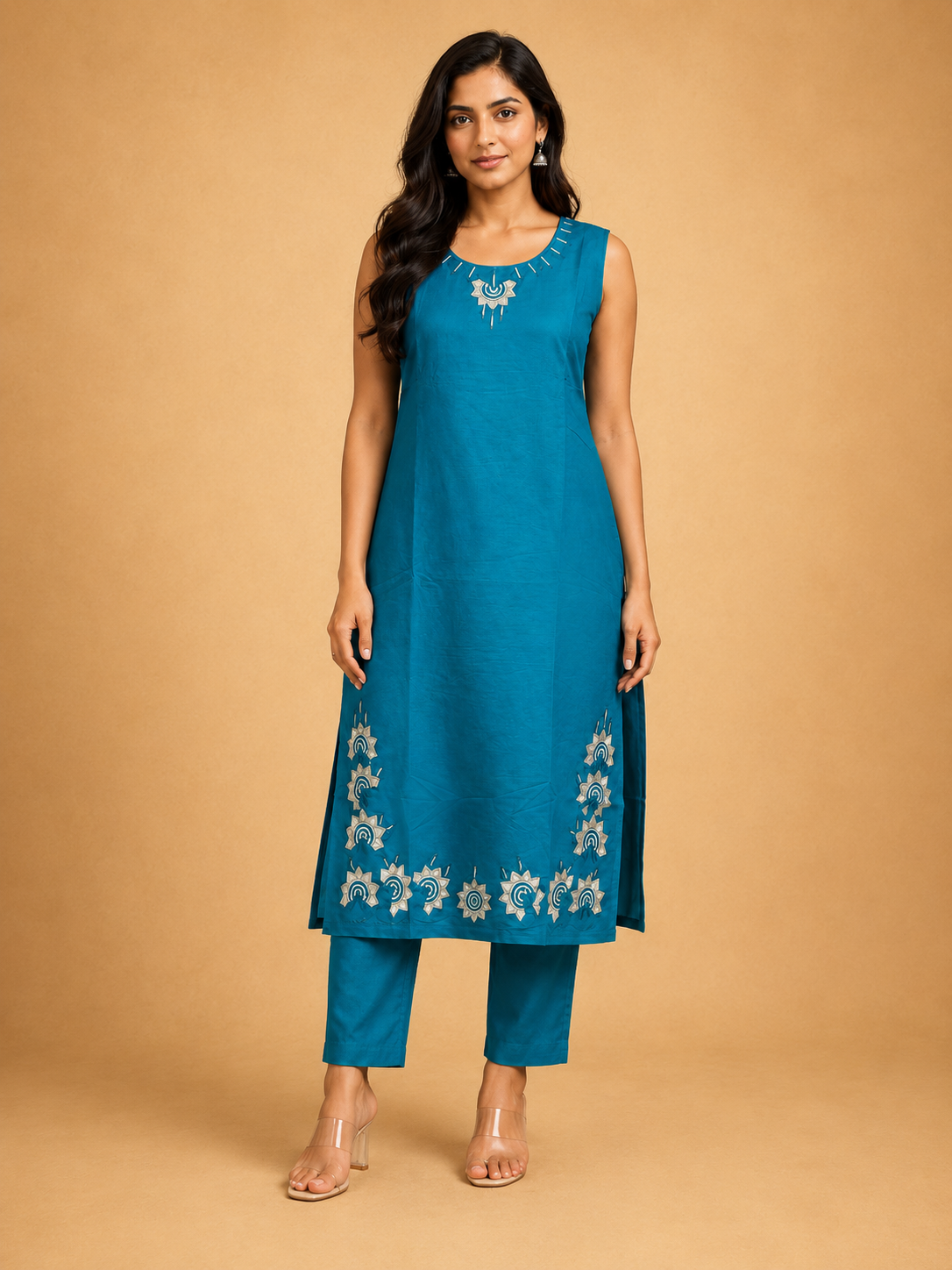 VATICAN SILK SALWAR SET (TEAL BLUE)
