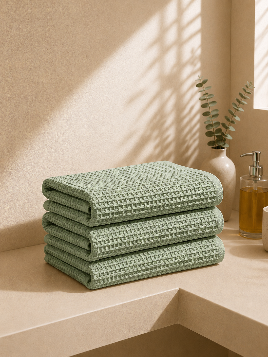 COTTON WAFFLE BATH TOWEL – MINT GREEN