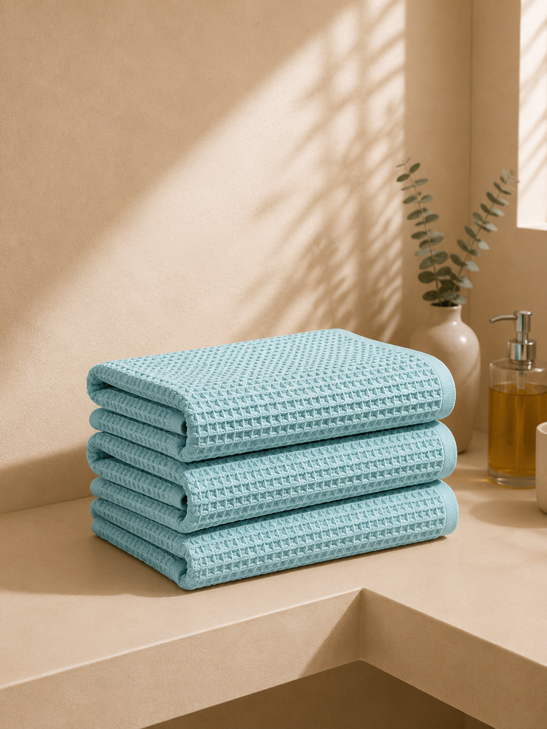 COTTON WAFFLE BATH TOWEL – SKY BLUE