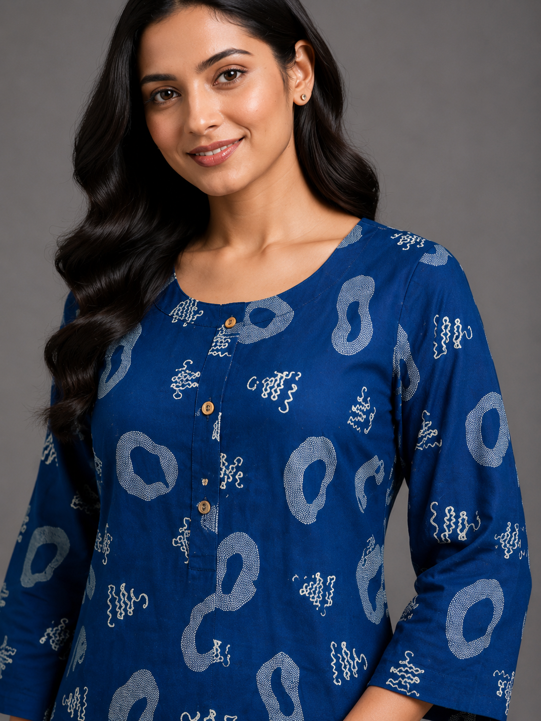 CASUAL WEAR ART BLUE KURTHI SET