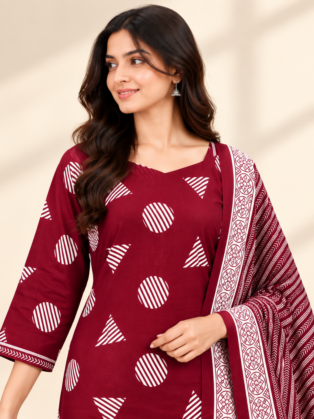BURGUNDY GEOMETRIC GRACE SALWAR SET