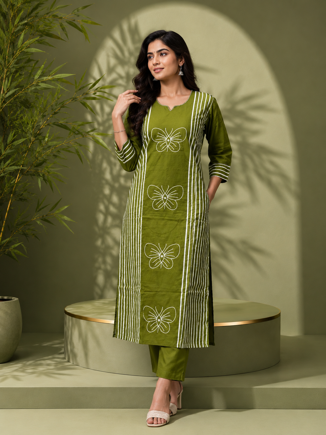 KURTHI SET (OLIVE GREEN)