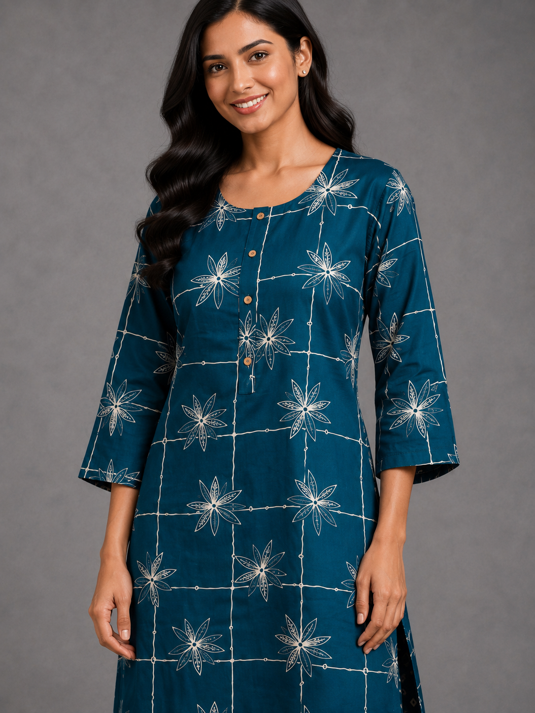 CASUAL WEAR ART BLUE KURTHI SET
