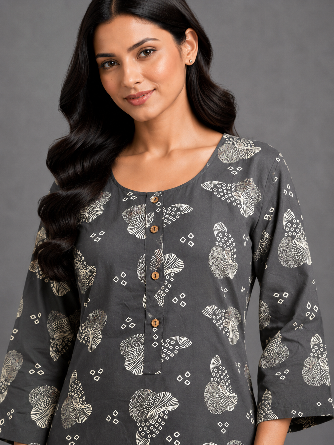 CASUAL WEAR ART GREY KURTHI SET