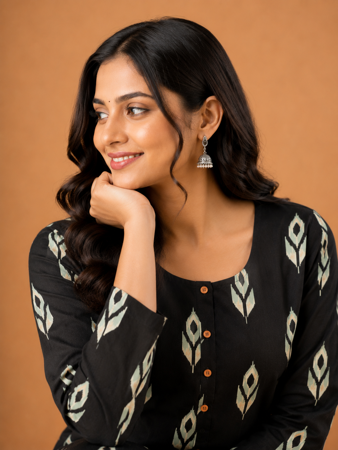 BLACK LEAF PRINT CASUAL WEAR
