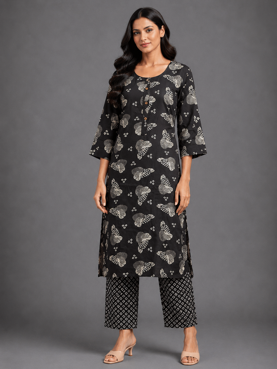 CASUAL WEAR ART GREY KURTHI SET