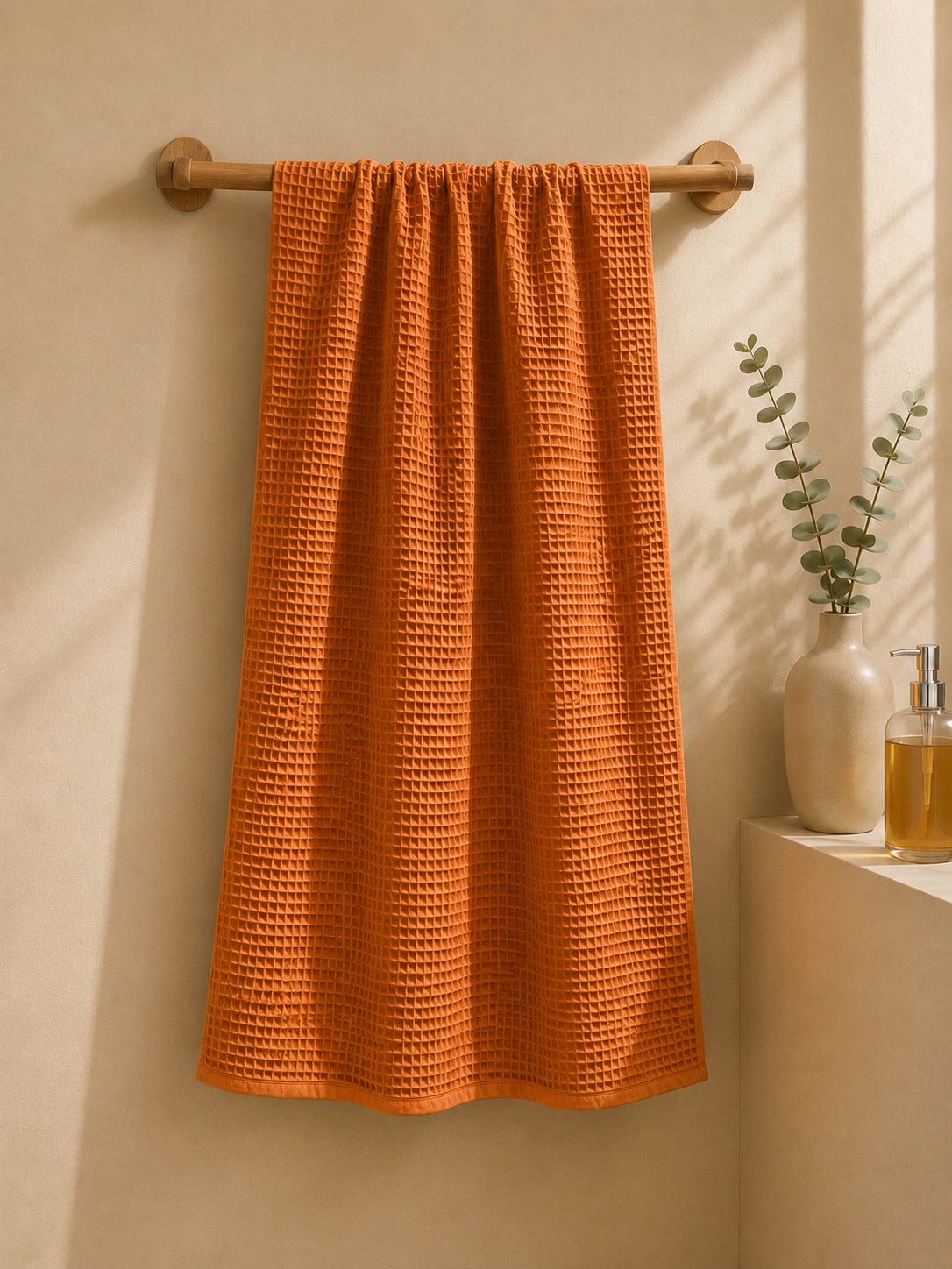 COTTON WAFFLE BATH TOWEL – BURNT ORANGE