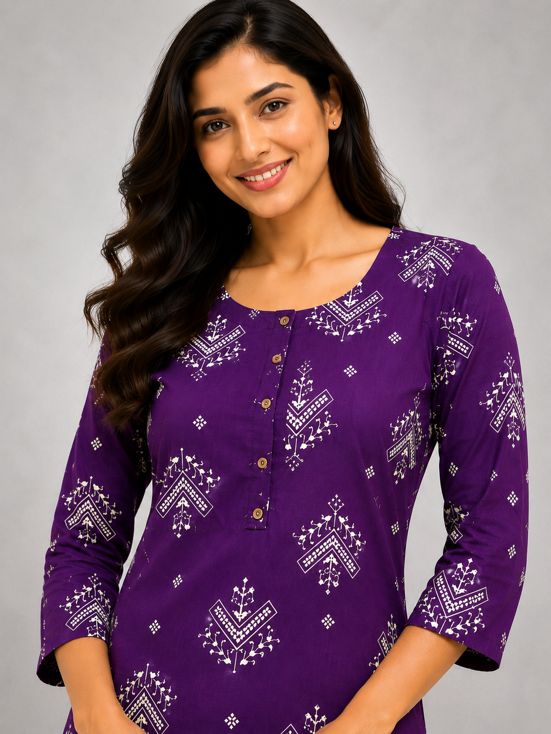 CASUAL WEAR GEOMENTRIC PRINT - PURPLE