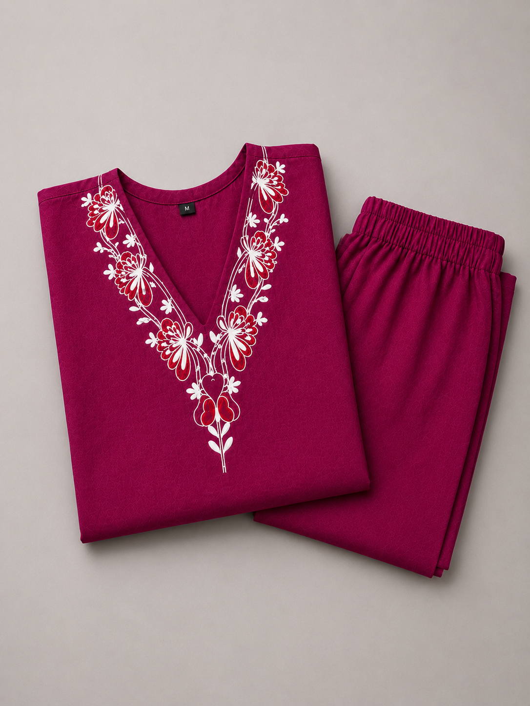 DHABU COTTON KURTHI SET (MAGENTA)