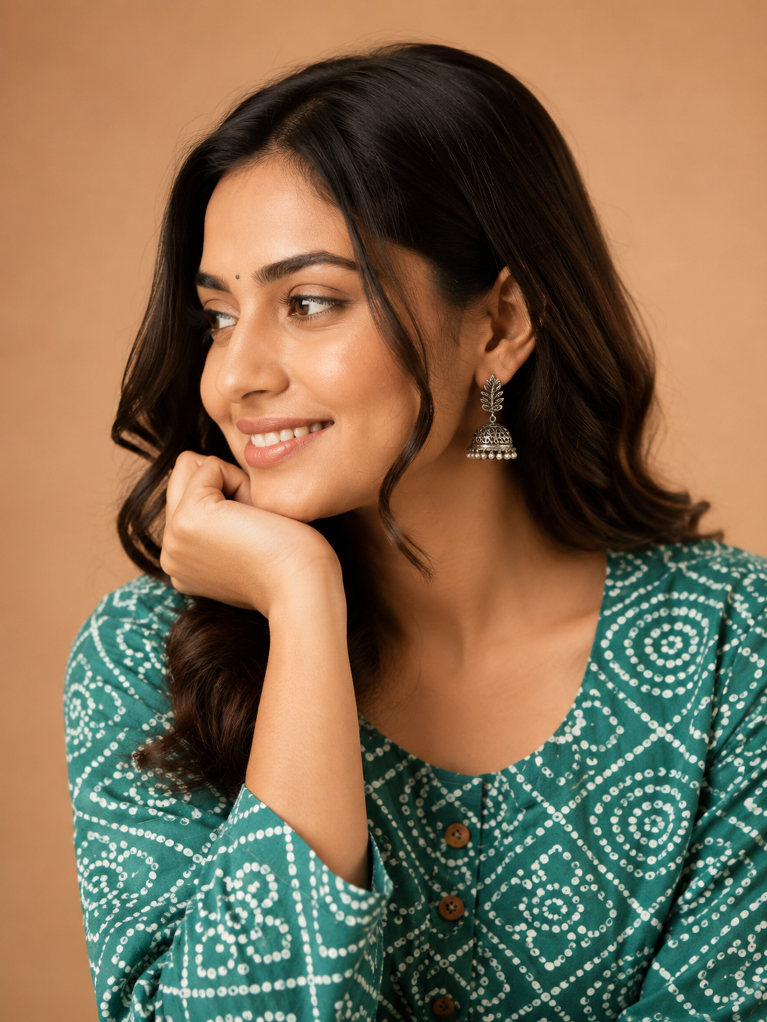 GREEN GEOMETRIC PRINT CASUAL WEAR
