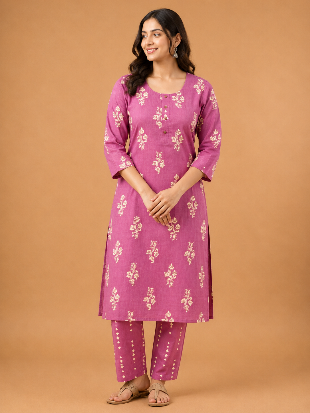 ROSE PINK LEAF PRINT CASUAL WEAR
