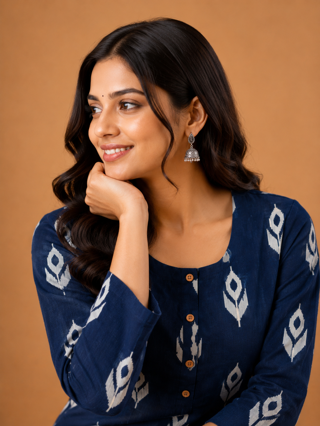 BLUE LEAF PRINT CASUAL WEAR