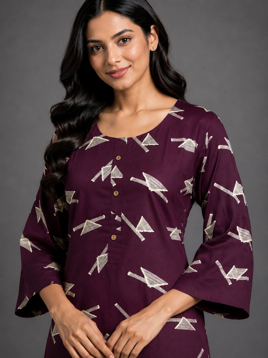 CASUAL WEAR GEOMENTRIC PURPLE SET