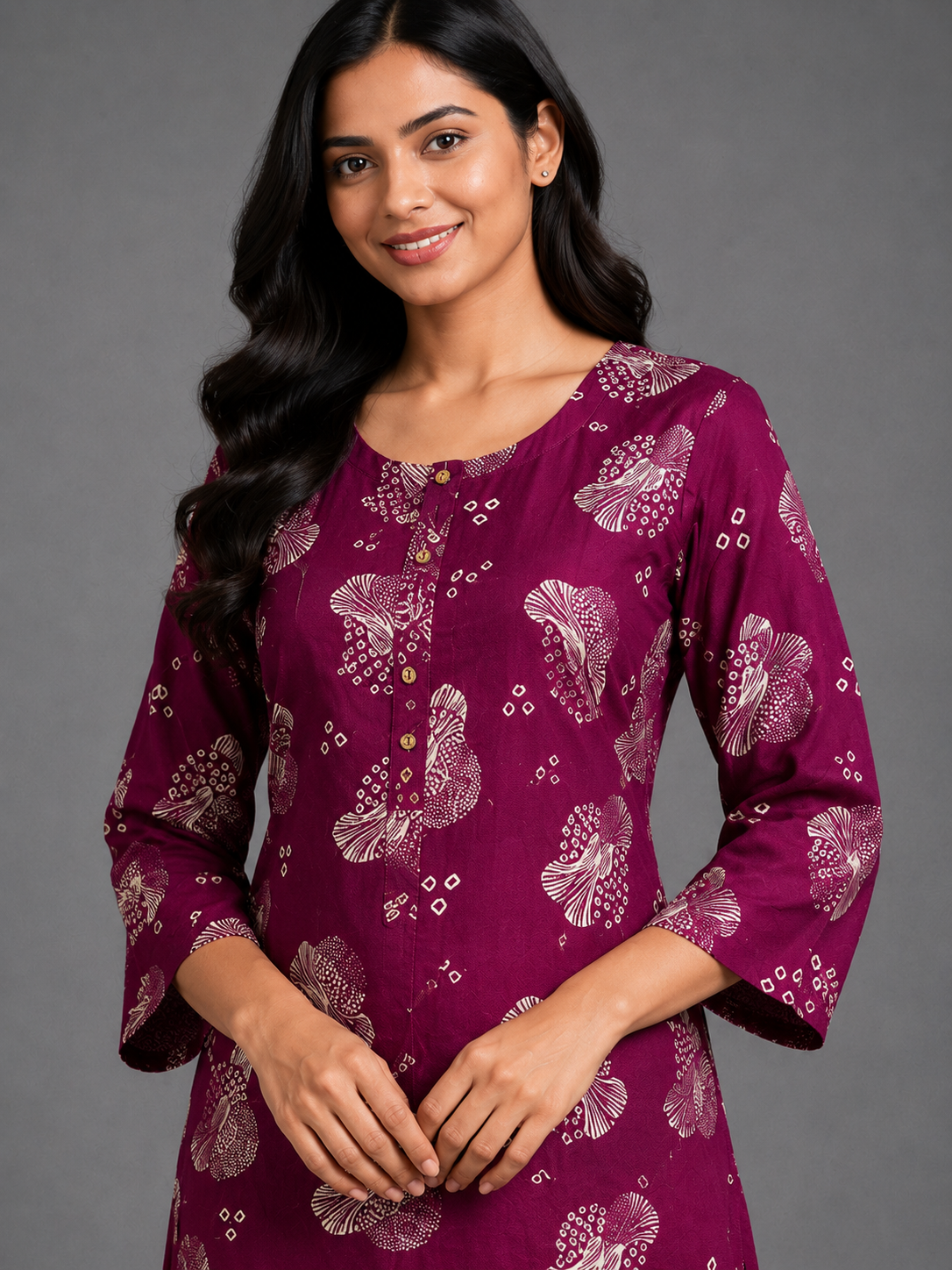 CASUAL WEAR ART PURPLE KURTHI SET