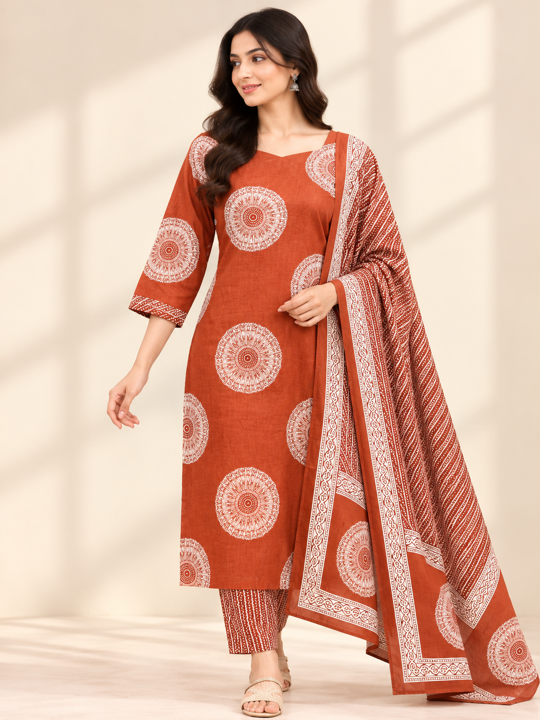 RUSTIC TERRACOTTA PRINT SALWAR SET