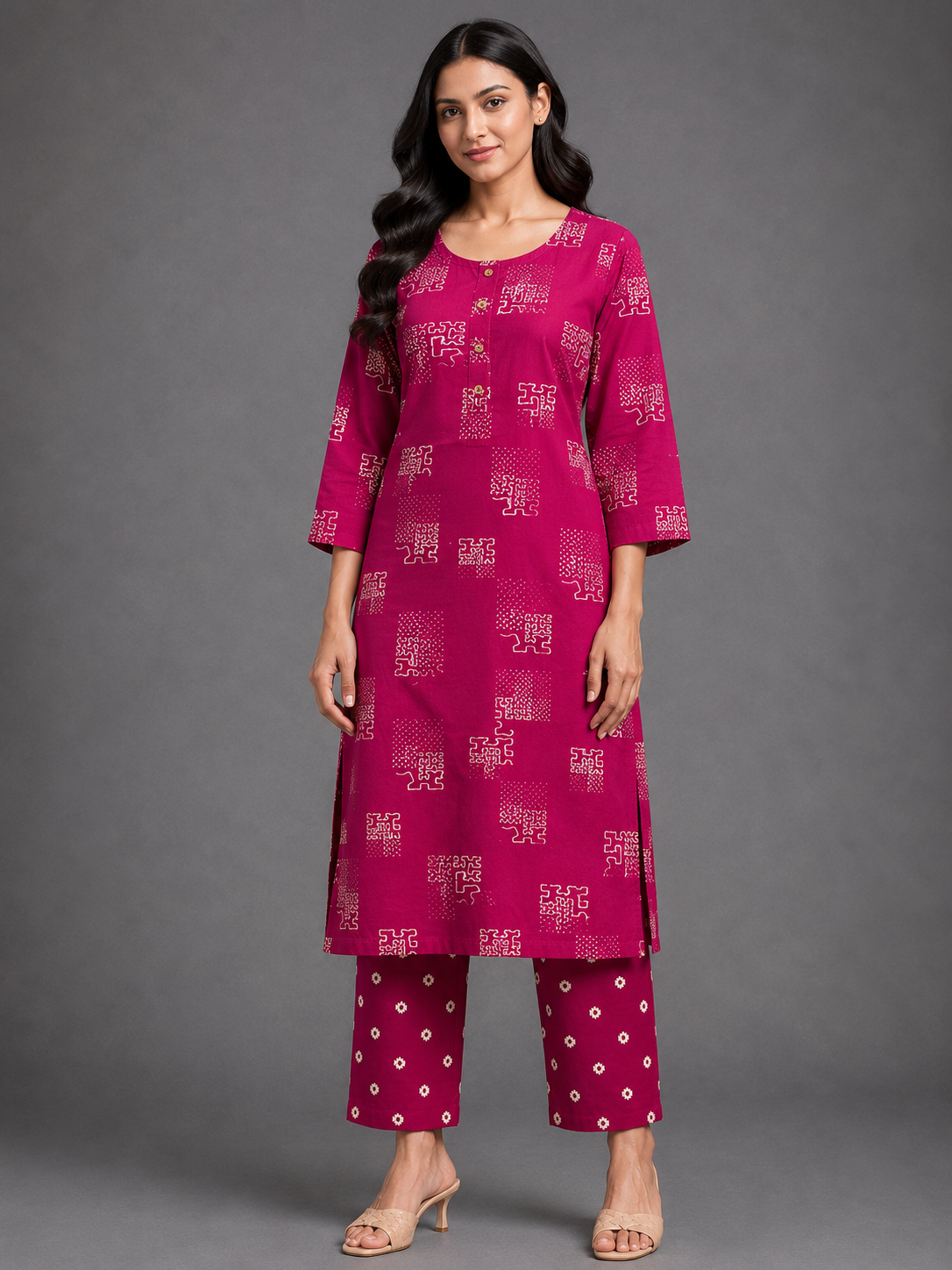 CASUAL WEAR ART PINT KURTHI SET