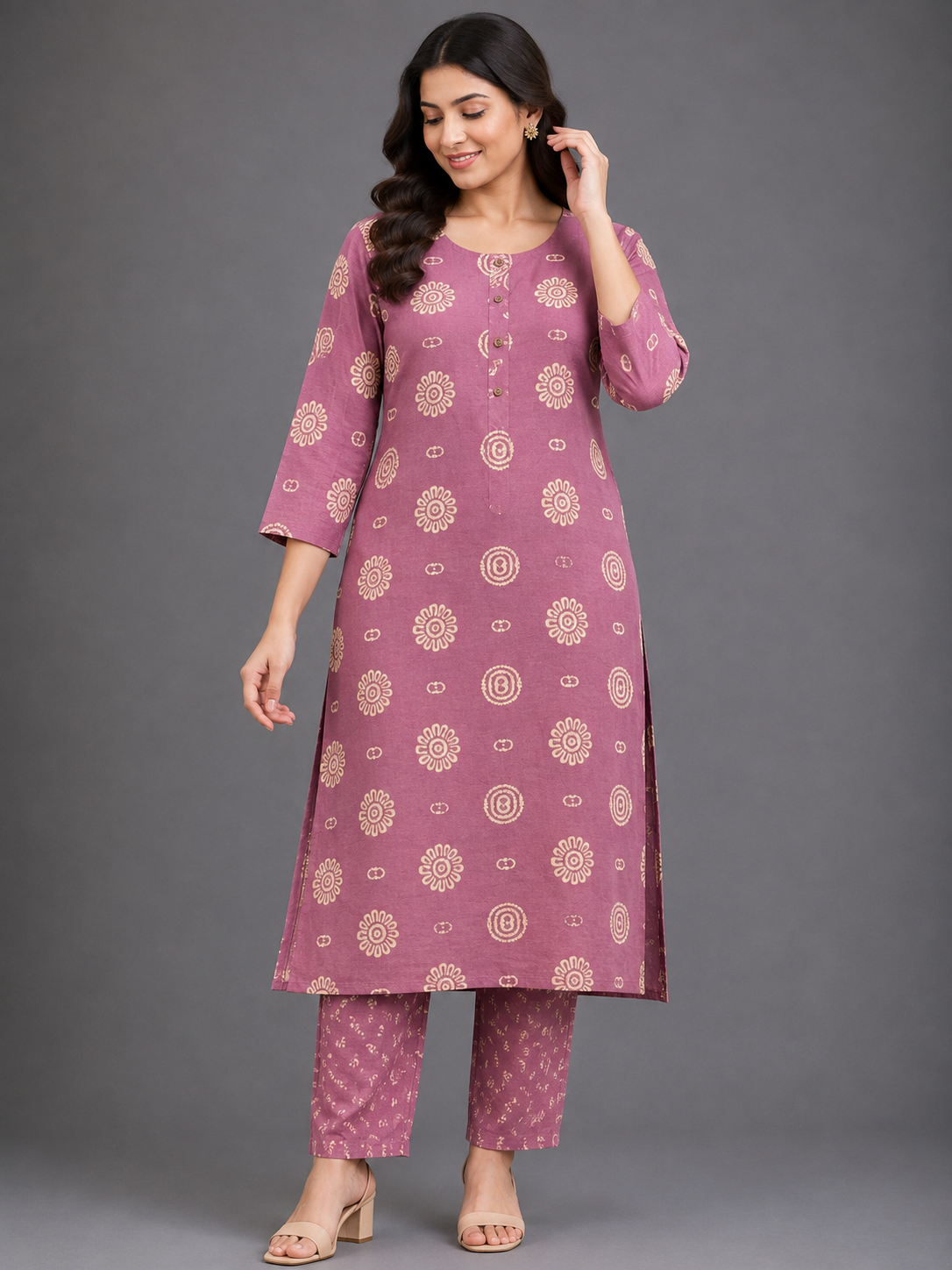 PLUM PINK FLORAL PRINT CASUAL WEAR