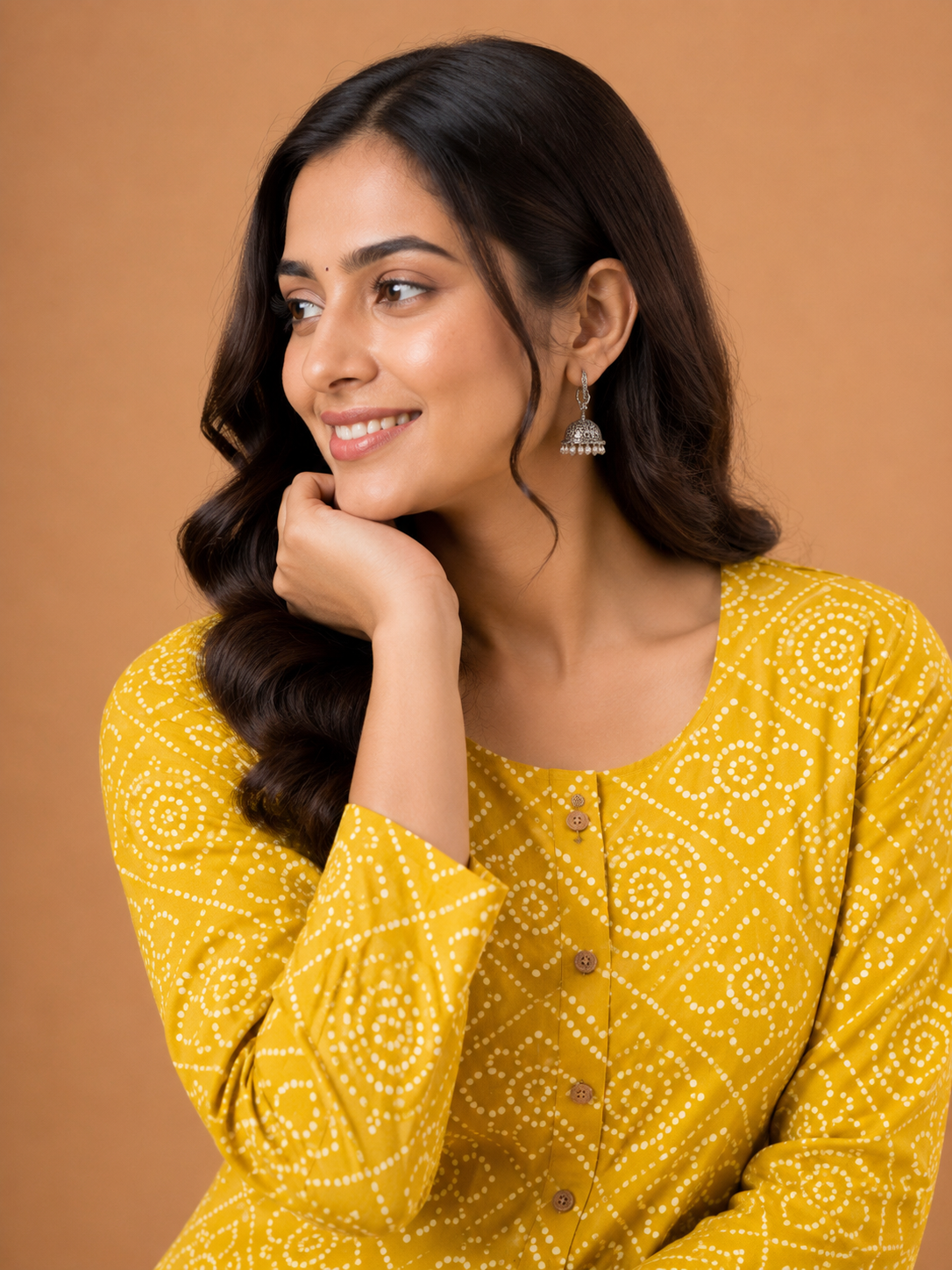 MUSTARD YELLOW GEOMETRIC PRINT CASUAL WEAR
