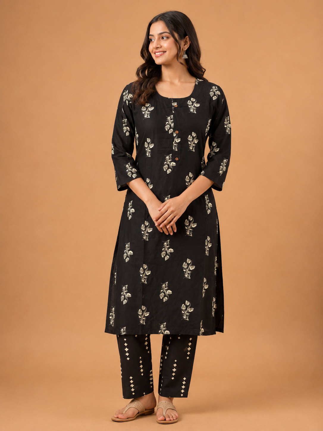 BLACK FLORAL PRINT CASUAL WEAR