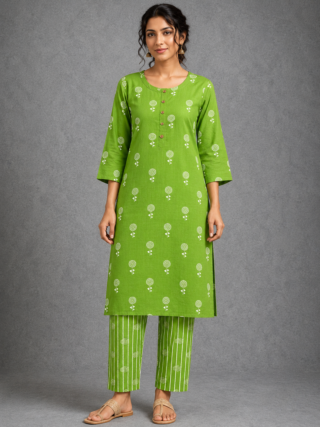 PISTACHIO GREEN ETHNIC FLORAL EVERYDAY WEAR