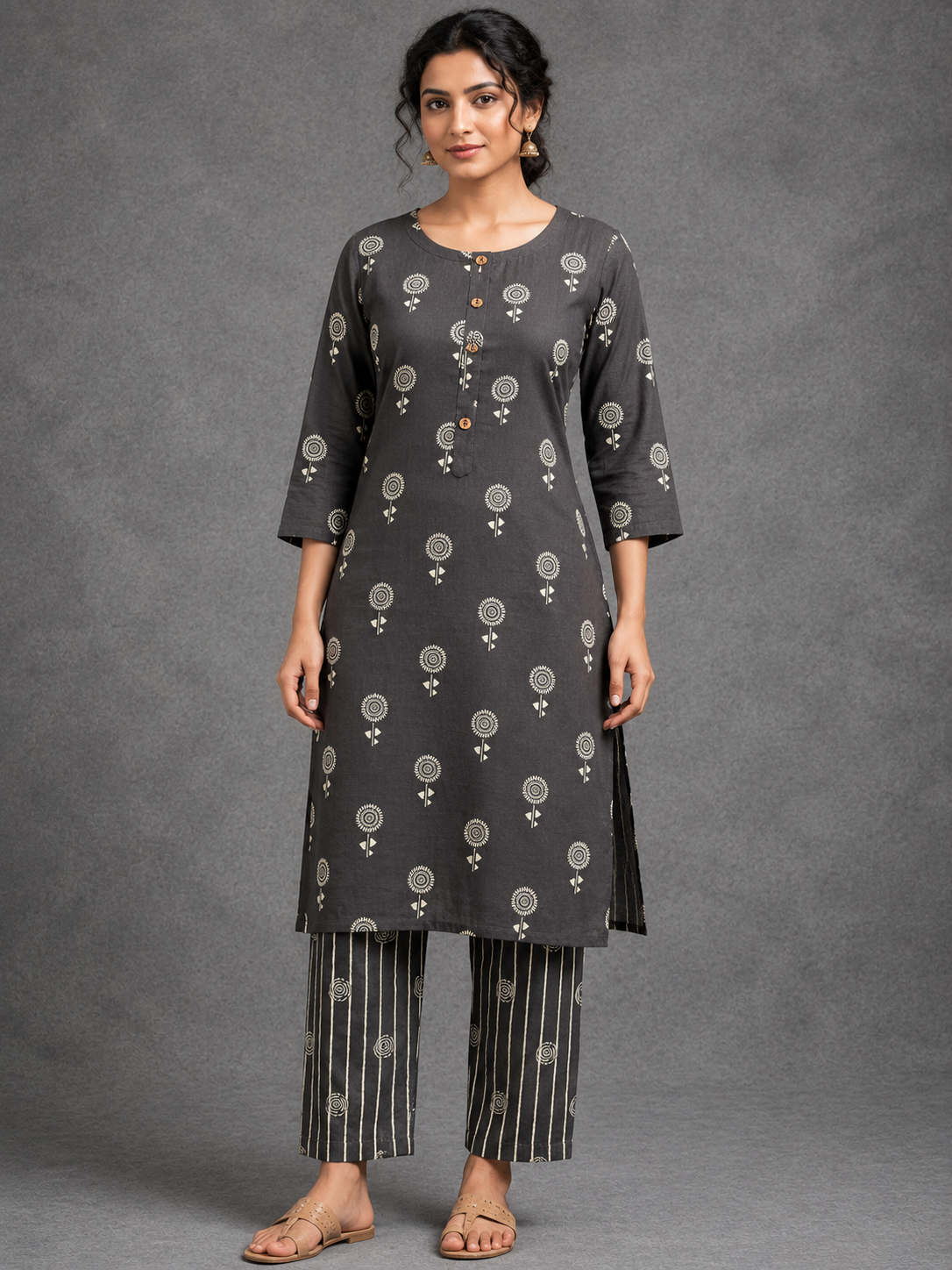 GRAPHITE GREY ETHNIC FLORAL EVERYDAY WEAR