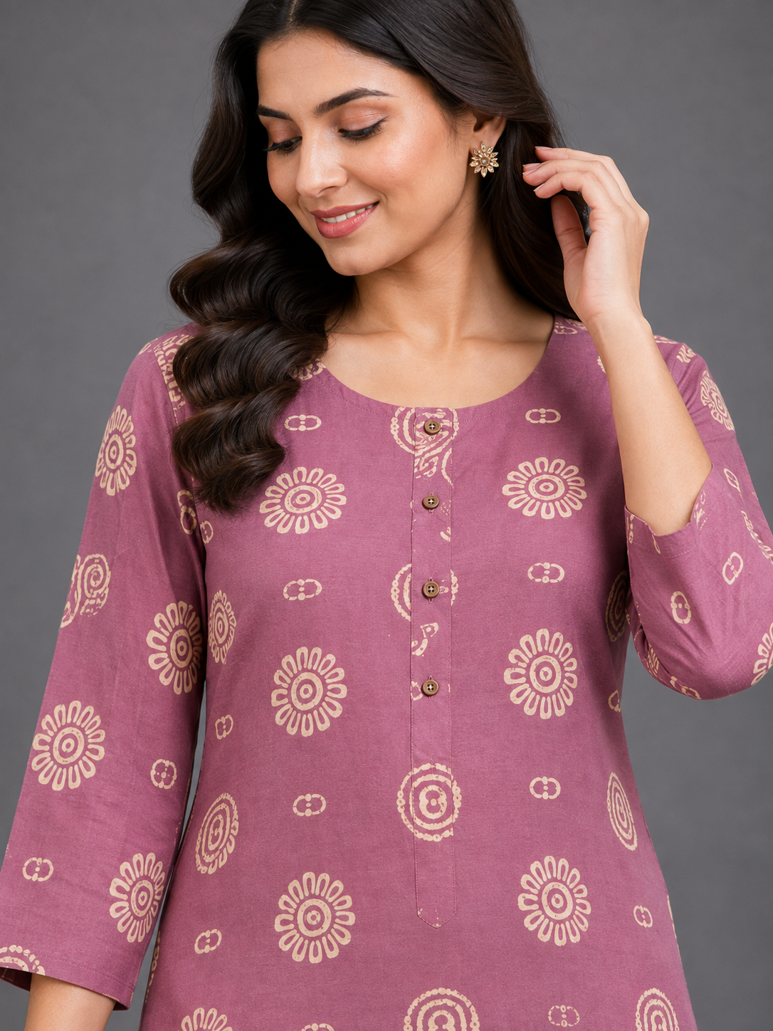 PLUM PINK FLORAL PRINT CASUAL WEAR