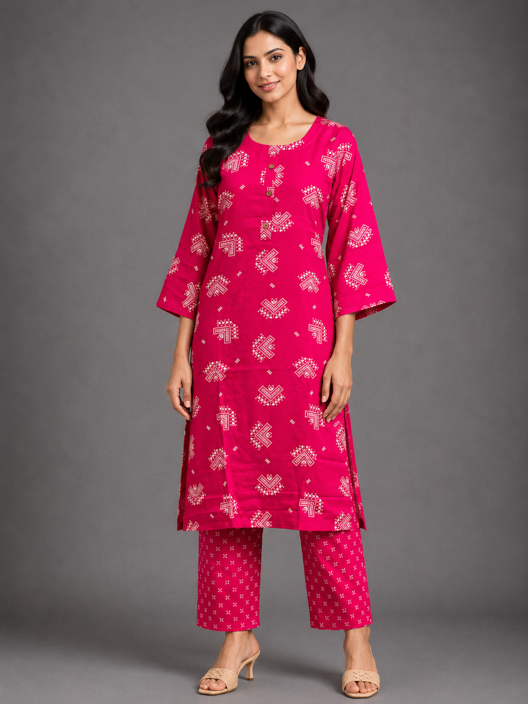 CASUAL WEAR ART PINK KURTHI SET