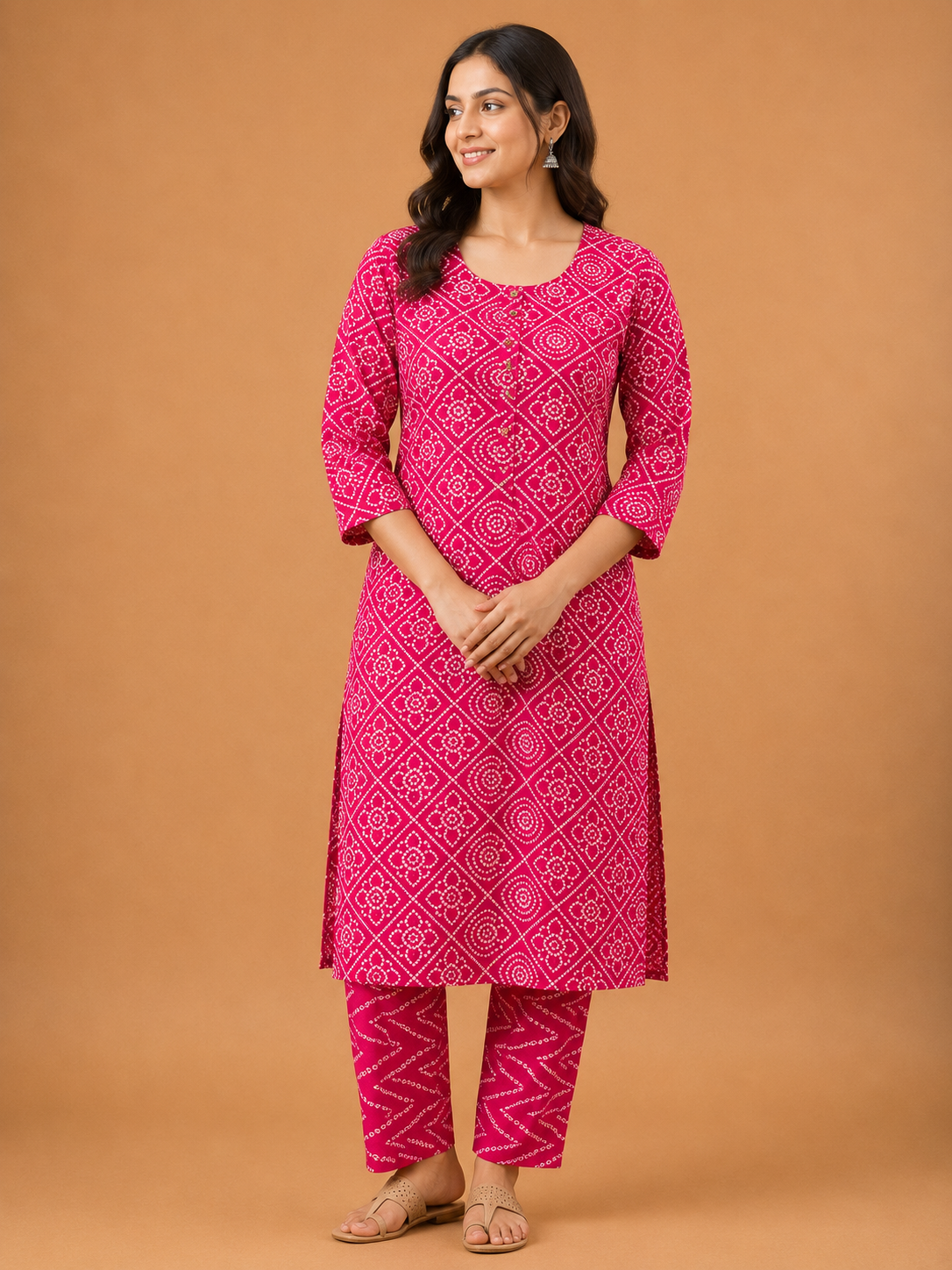 PINK GEOMETRIC PRINT CASUAL WEAR