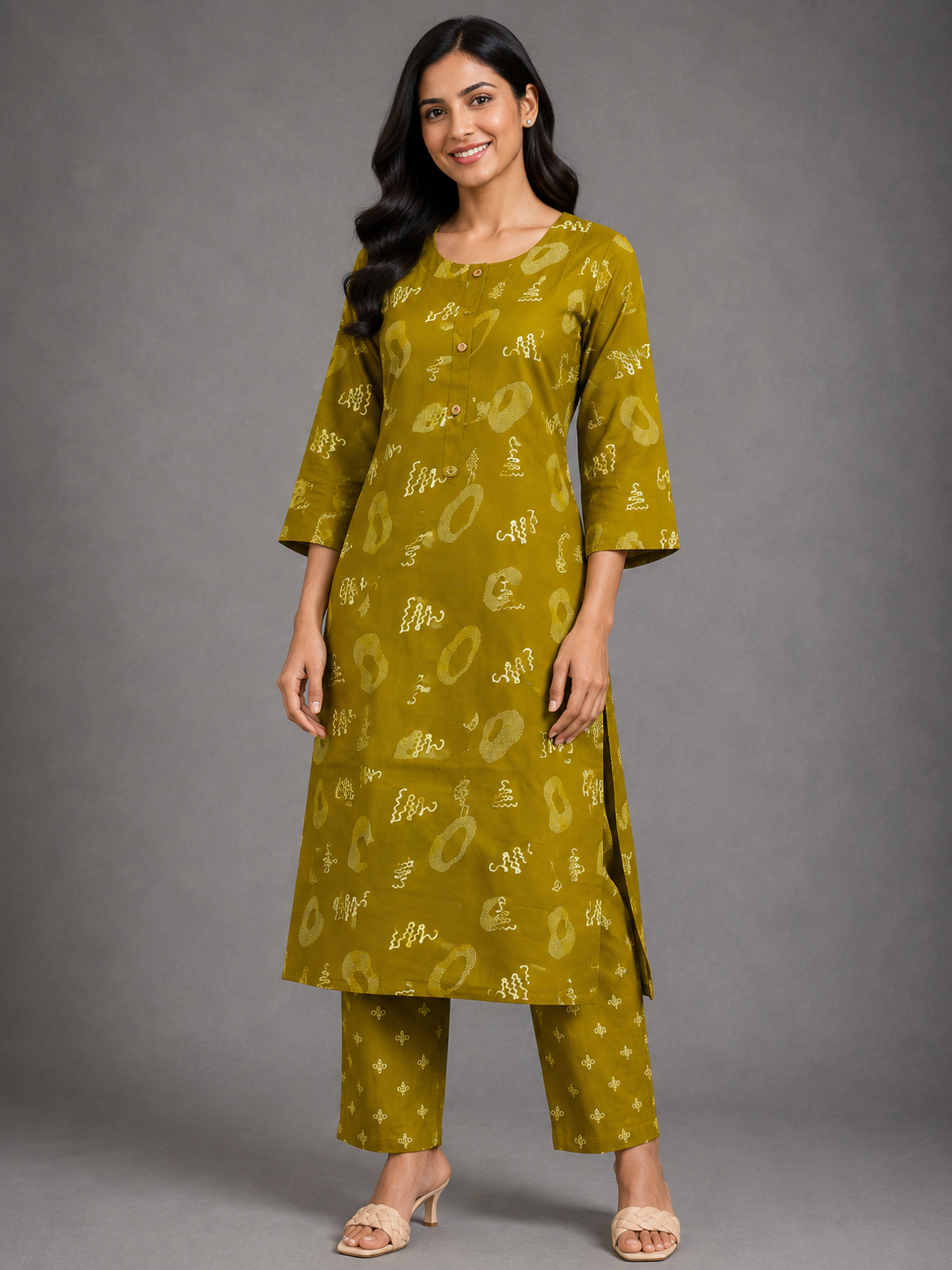 CASUAL WEAR MUSTARD ART KURTHI SET