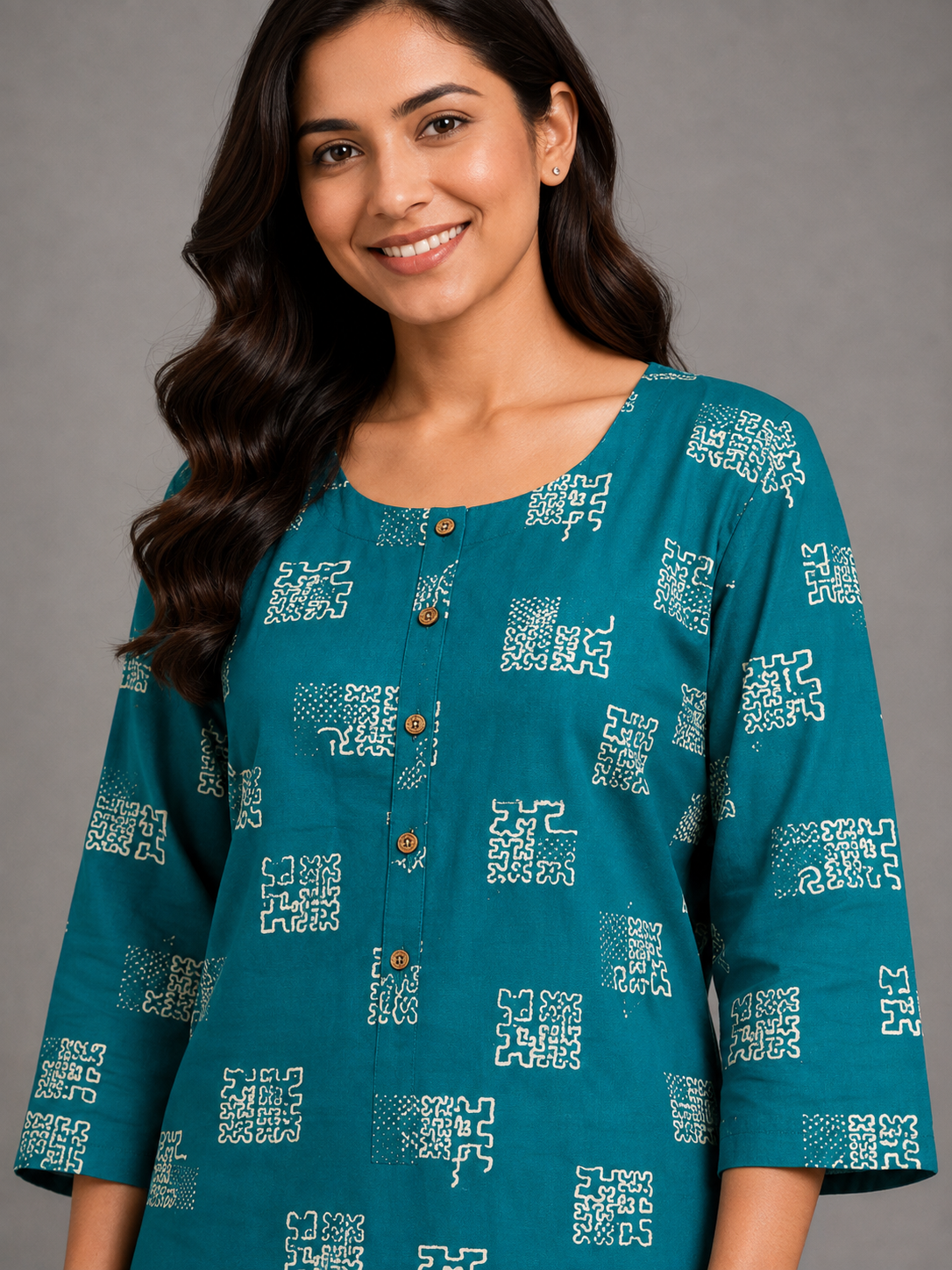 CASUAL WEAR BLUE GEOMENTRIC PRINT