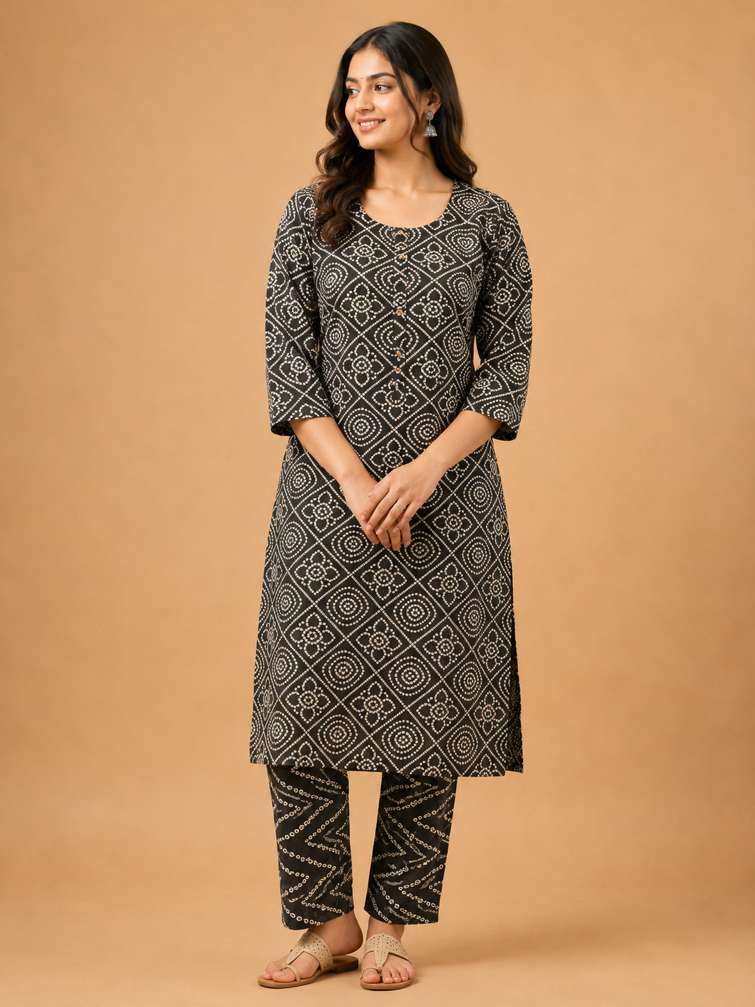 BLACK GEOMETRIC PRINT CASUAL WEAR