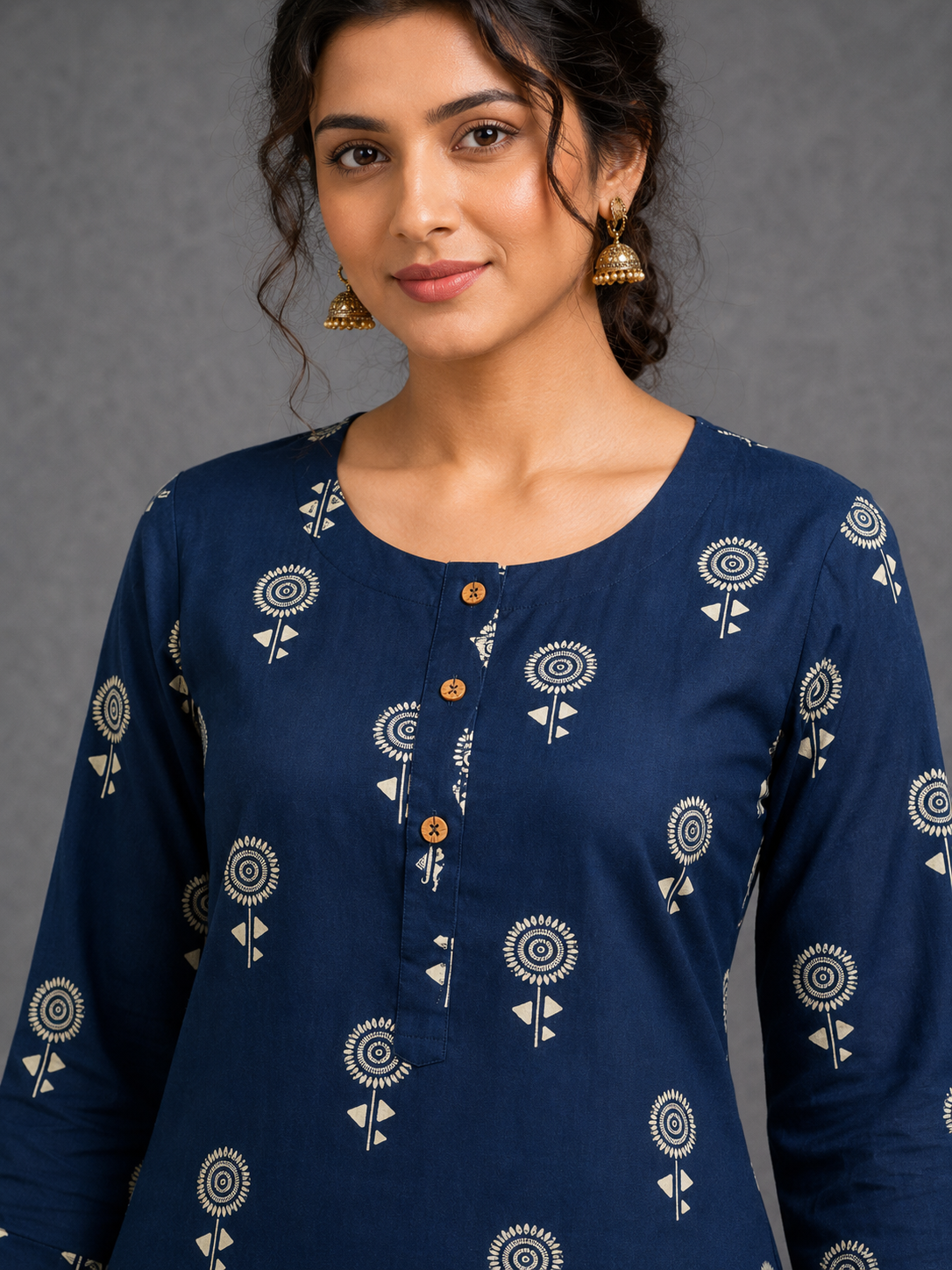 NAVY BLUE ETHNIC FLORAL EVERYDAY WEAR