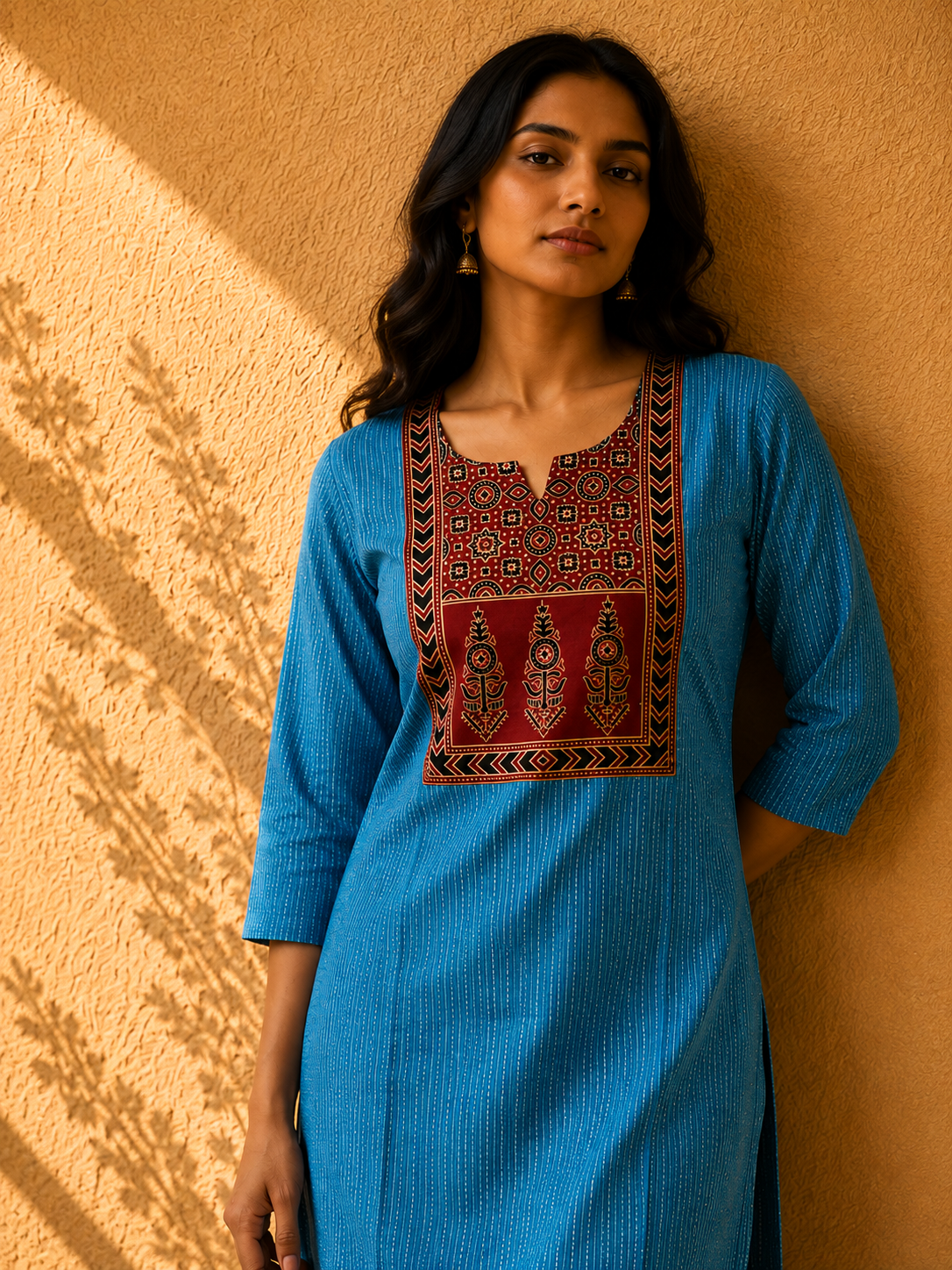 KANTHA KURTHI SET (BLUE KANTHA)