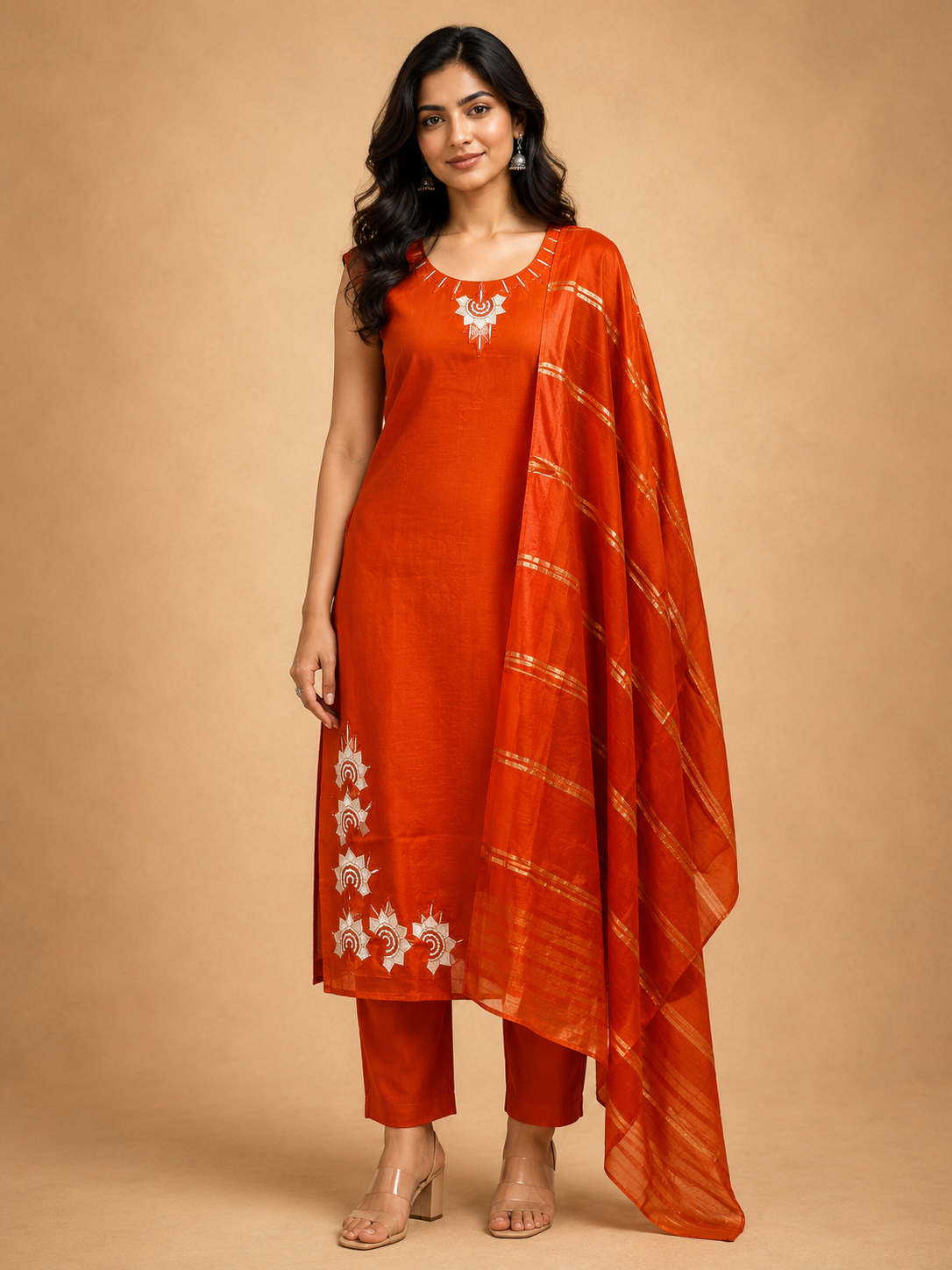 VATICAN SILK SALWAR SET (RUST ORANGE)