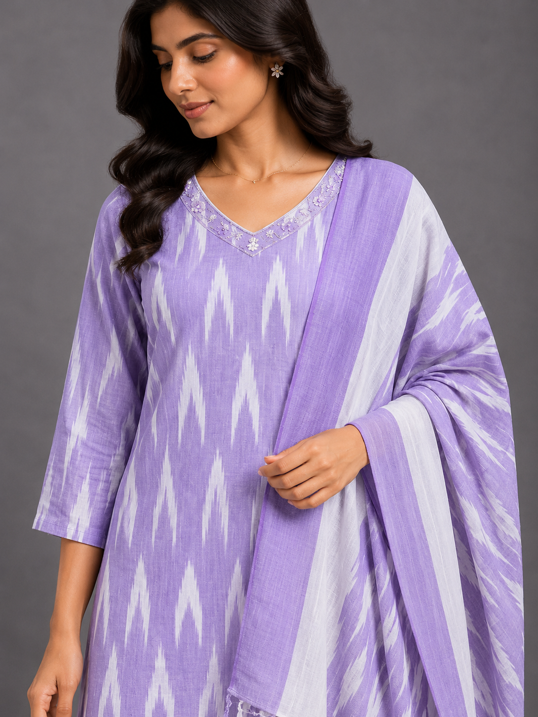 LAVENDER IKAT HANDLOOM COTTON SUIT SET