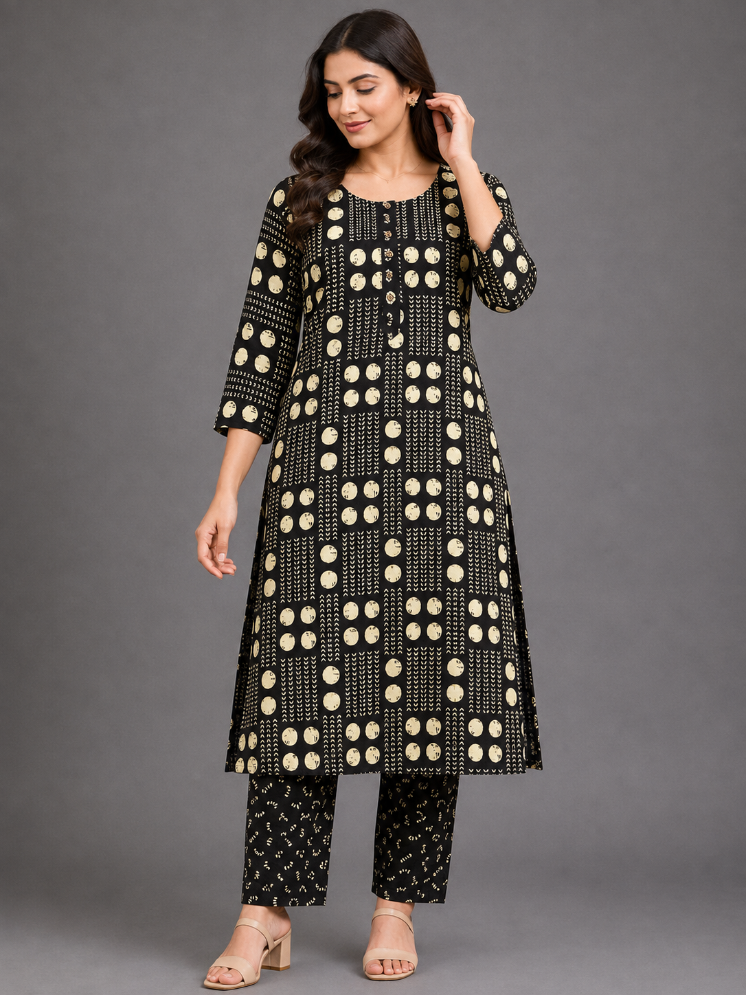 GRAPHITE GREY DOT PRINT CASUAL WEAR
