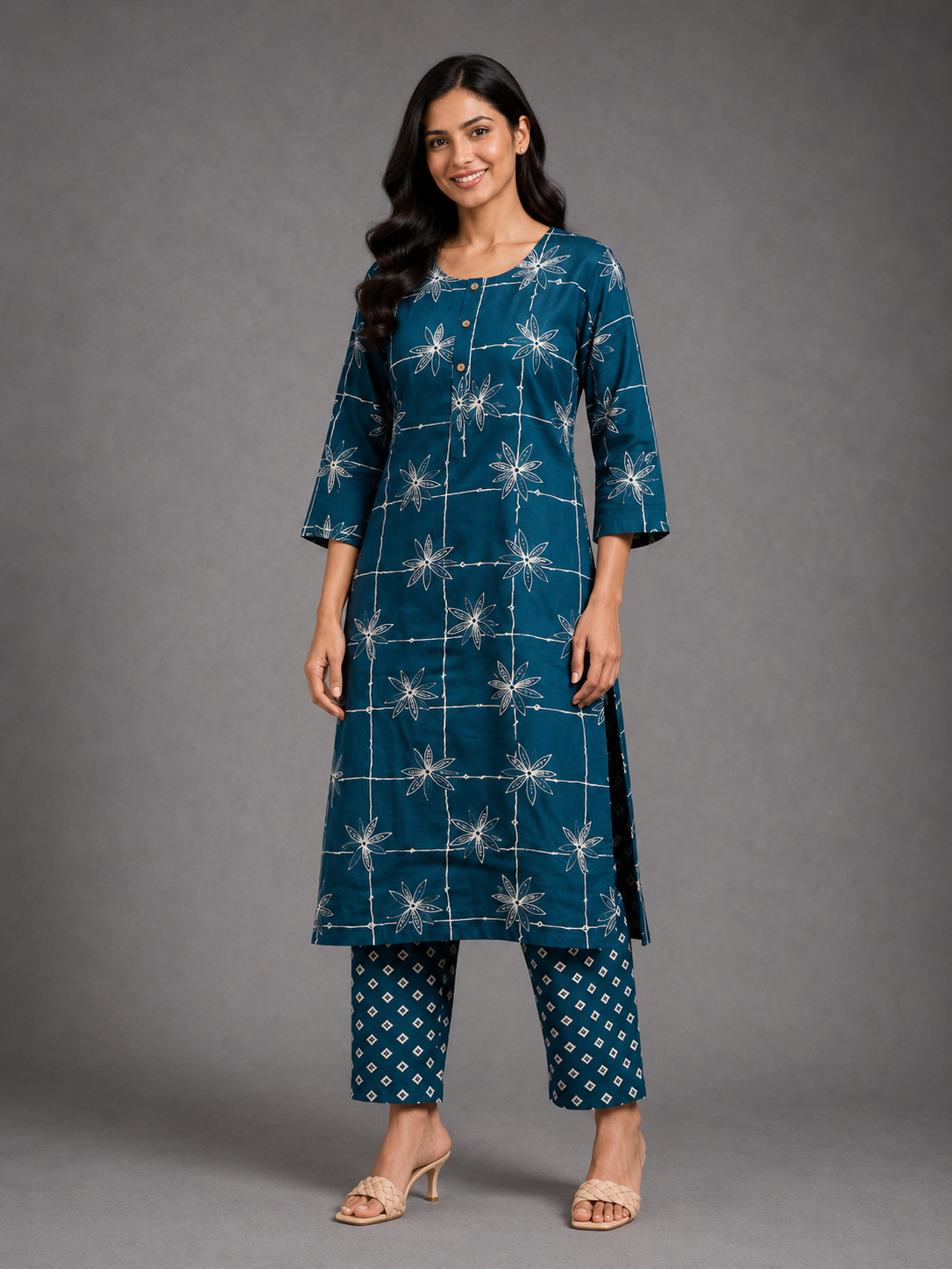 CASUAL WEAR ART BLUE KURTHI SET